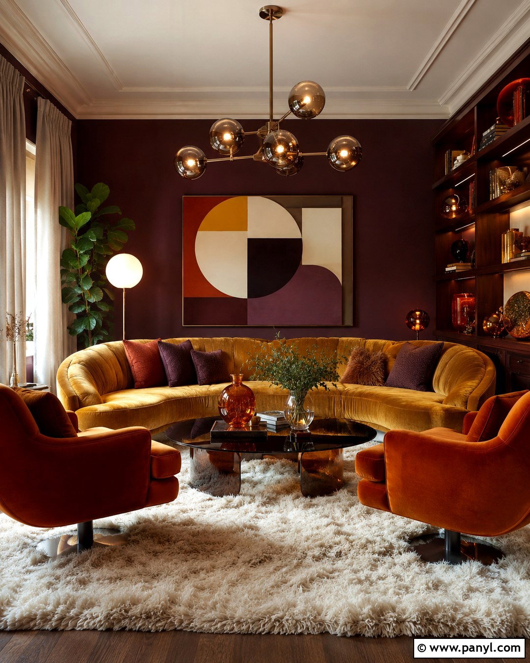 Plum Purple Lounge Walls - 20 70S Wall Paint Colors