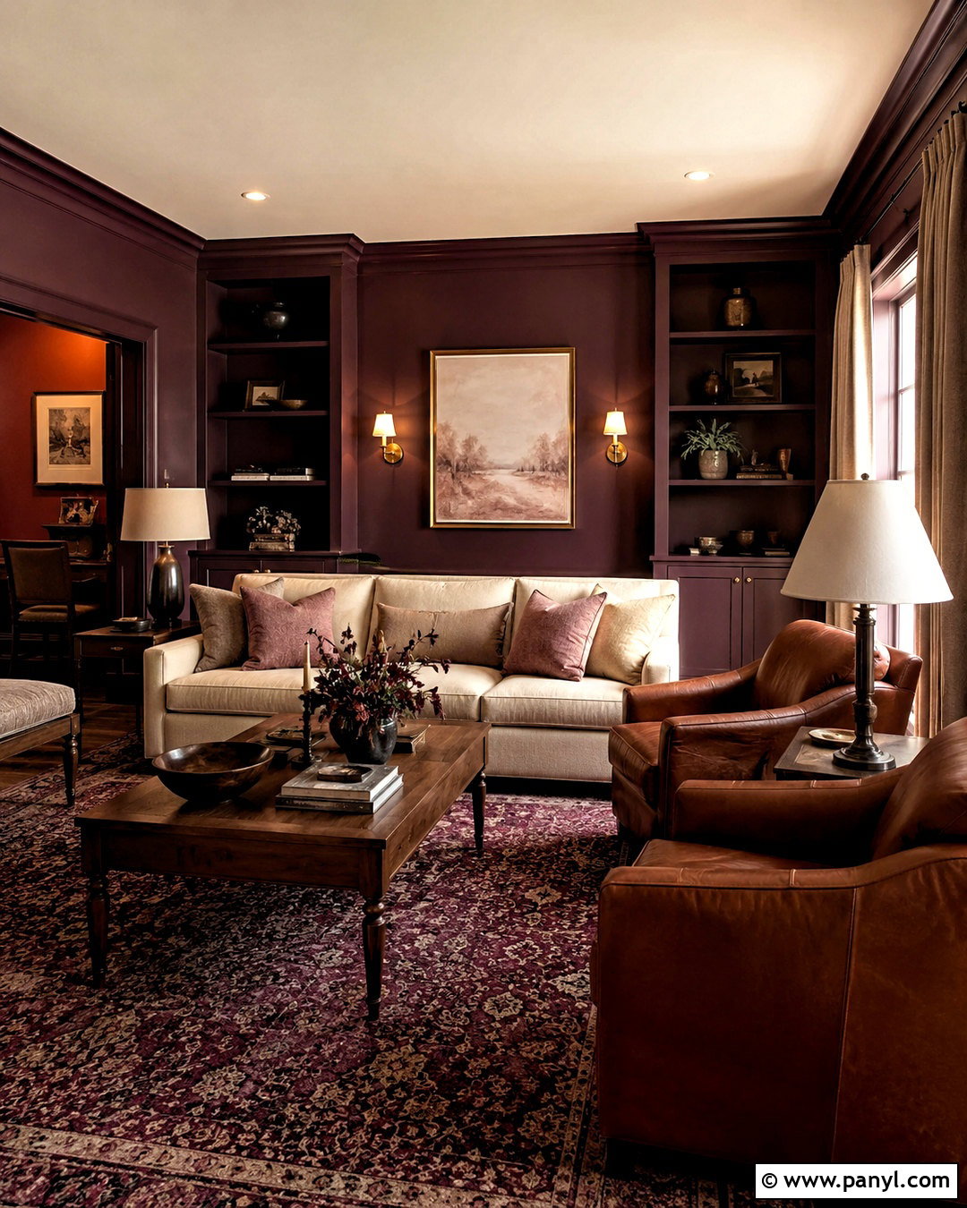 Plum Sitting Room - 35 Sitting Room Paint Color Ideas