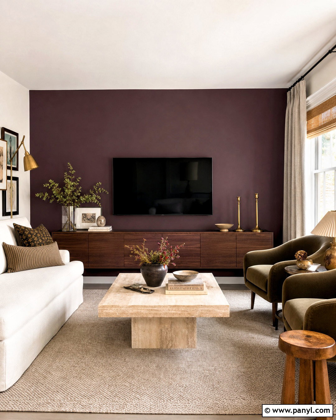 Plum TV Wall - 20 tv wall color ideas living room ideas