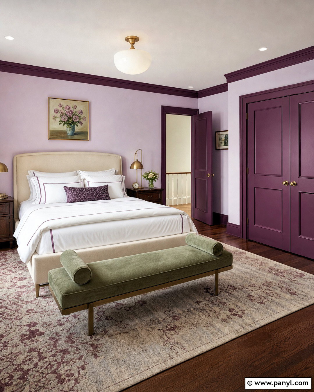 Plum Trim With Lavender Walls - 20 contrasting trim interior ideas