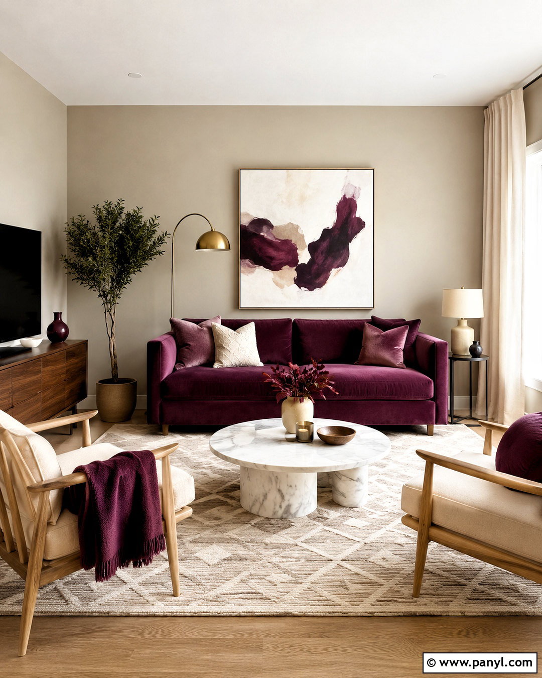 Plum Velvet Sofa Living Room - 20 plum decor ideas