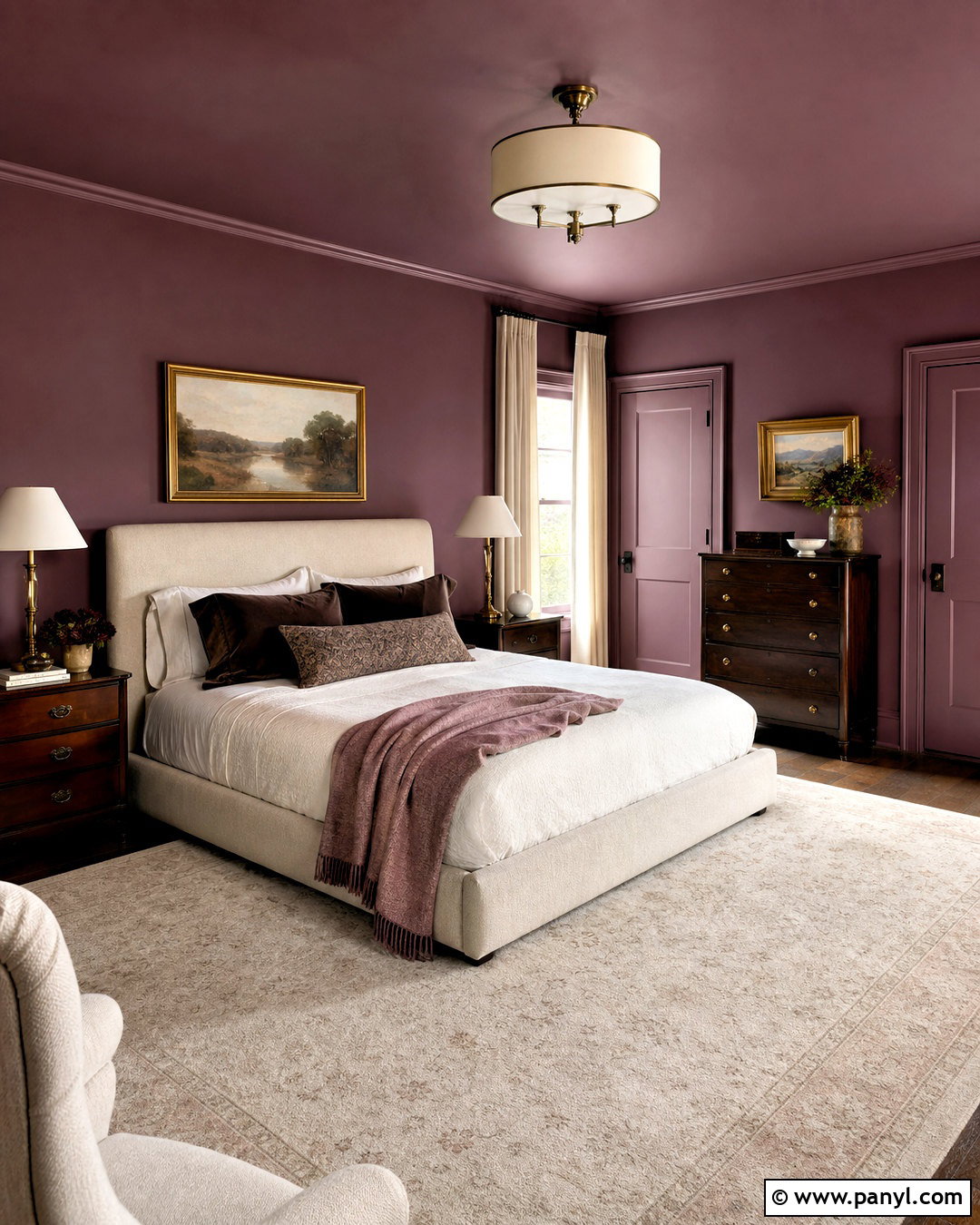 Plum Walls And Matching Ceiling - 20 purple wall painting ideas bedroom ideas