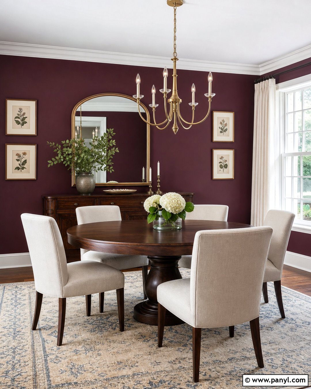 Plum Walls In A Dining Room - 35 plum walls