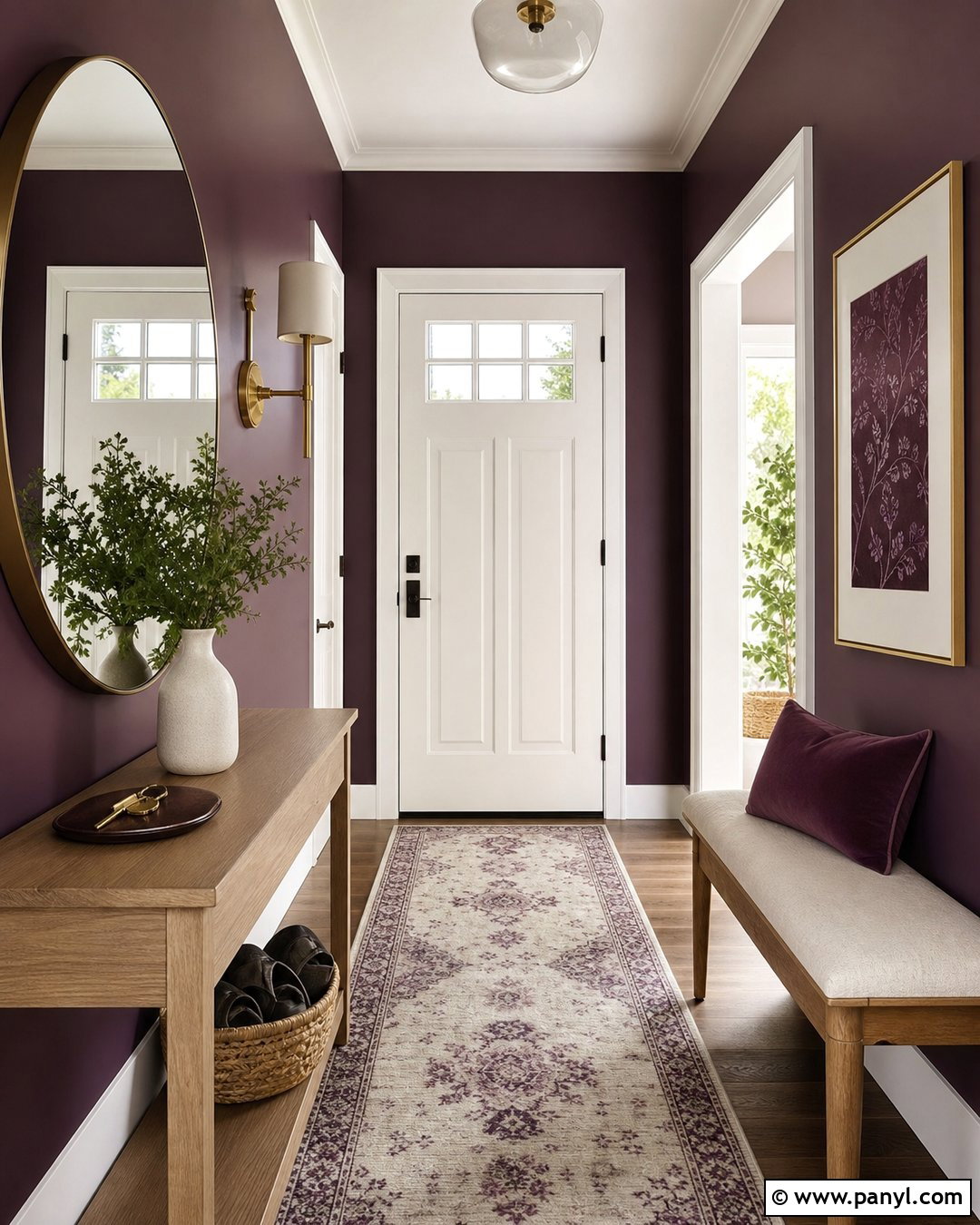 Plum Walls In A Modern Entryway - 35 plum walls