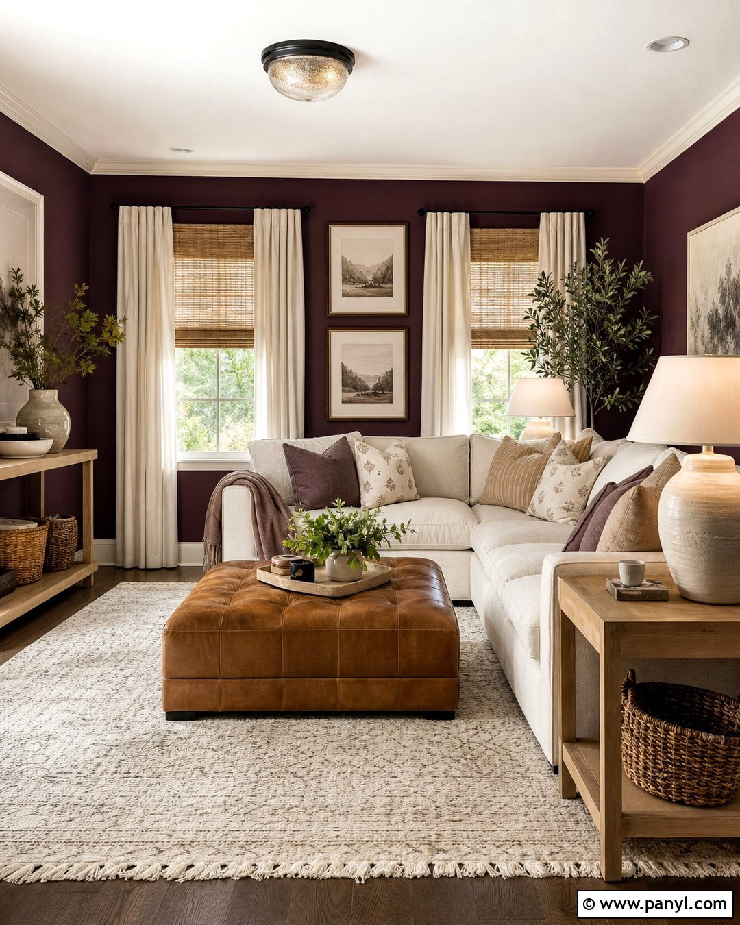 Plum Walls With Beige Decor - 35 plum walls