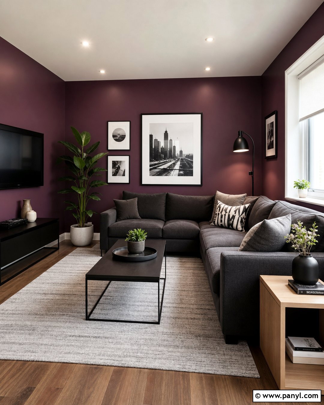 Plum Walls With Charcoal Gray - 35 plum walls