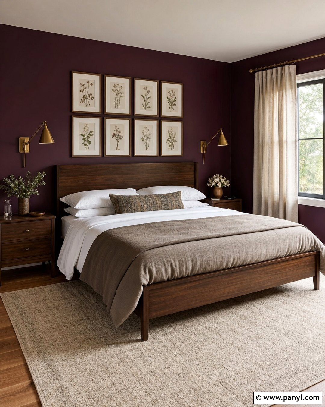 Plum Walls With Dark Wood Furniture - 35 plum walls