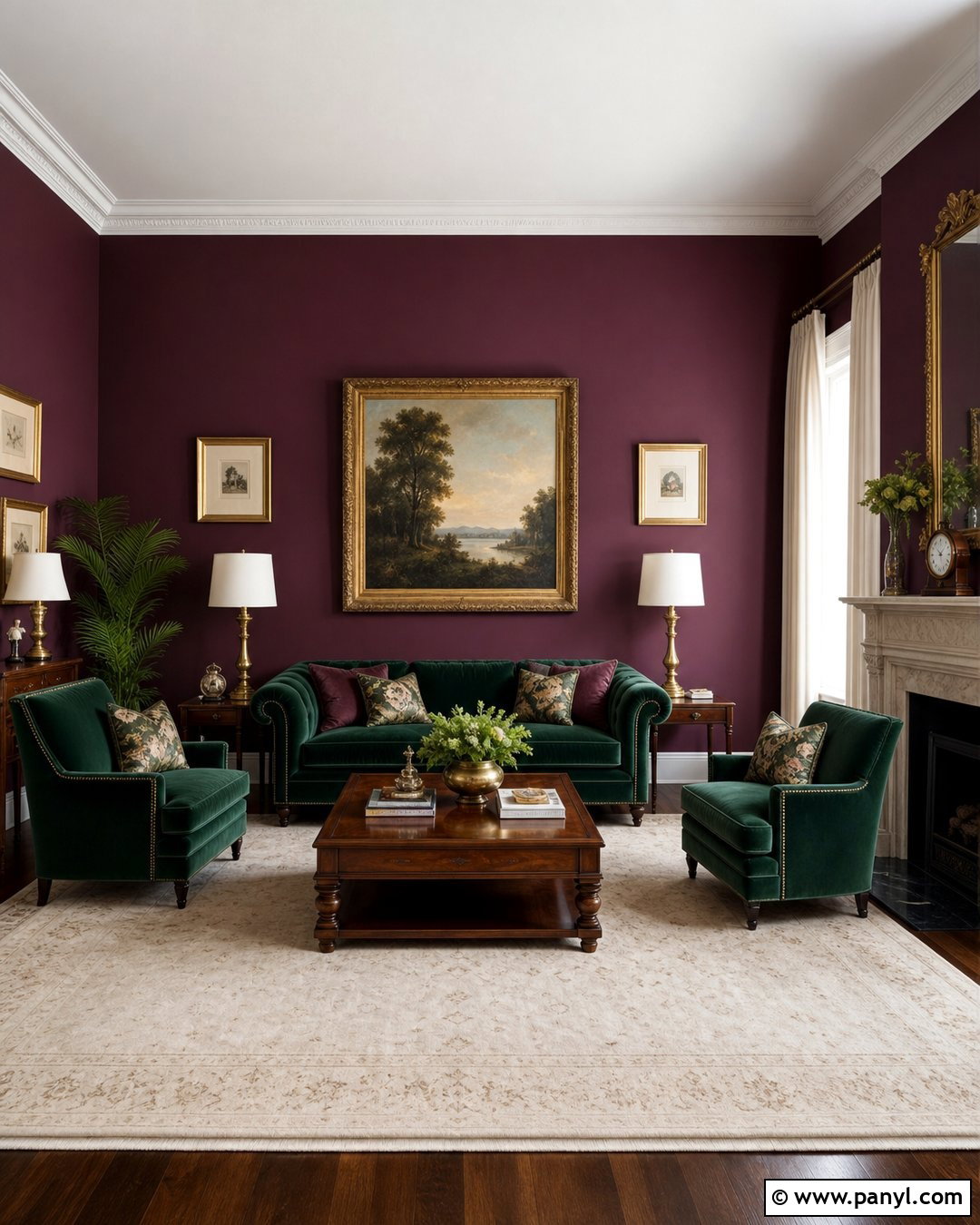Plum Walls With Emerald Green - 35 plum walls