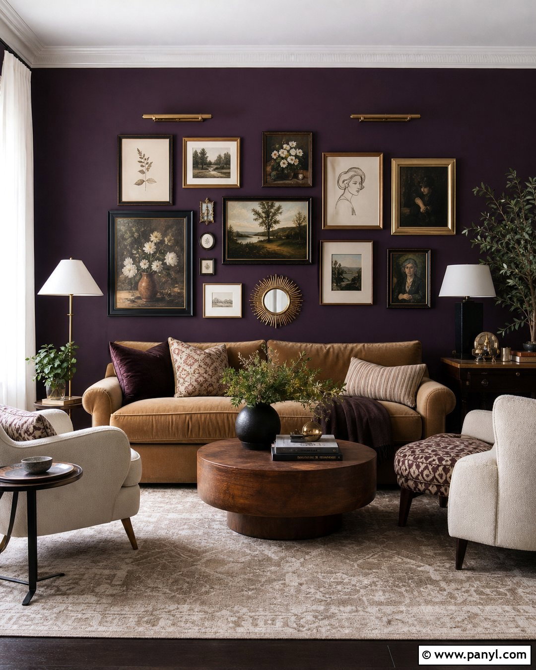 Plum Walls With Gallery Art - 35 plum walls