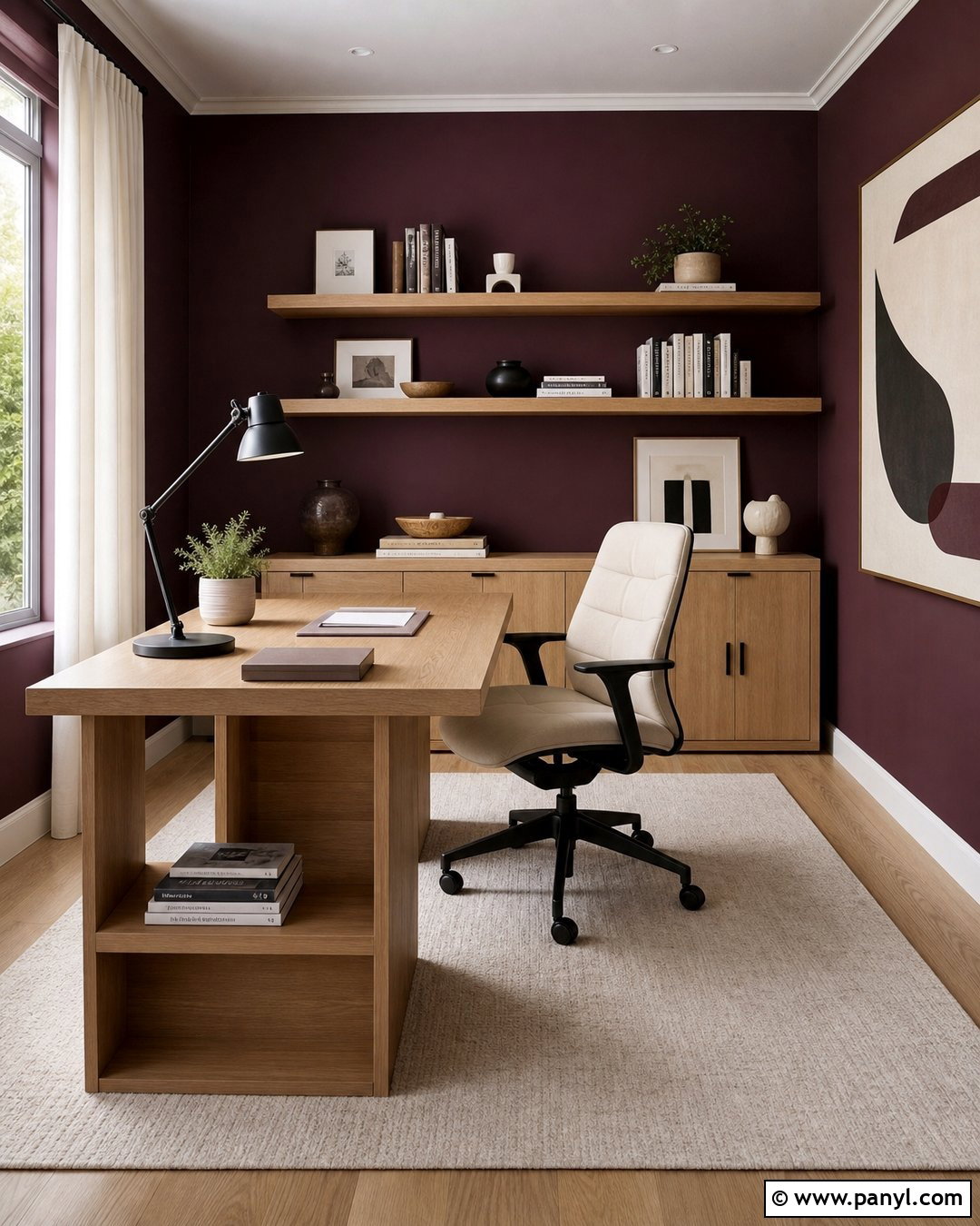 Plum Walls With Light Oak - 35 plum walls