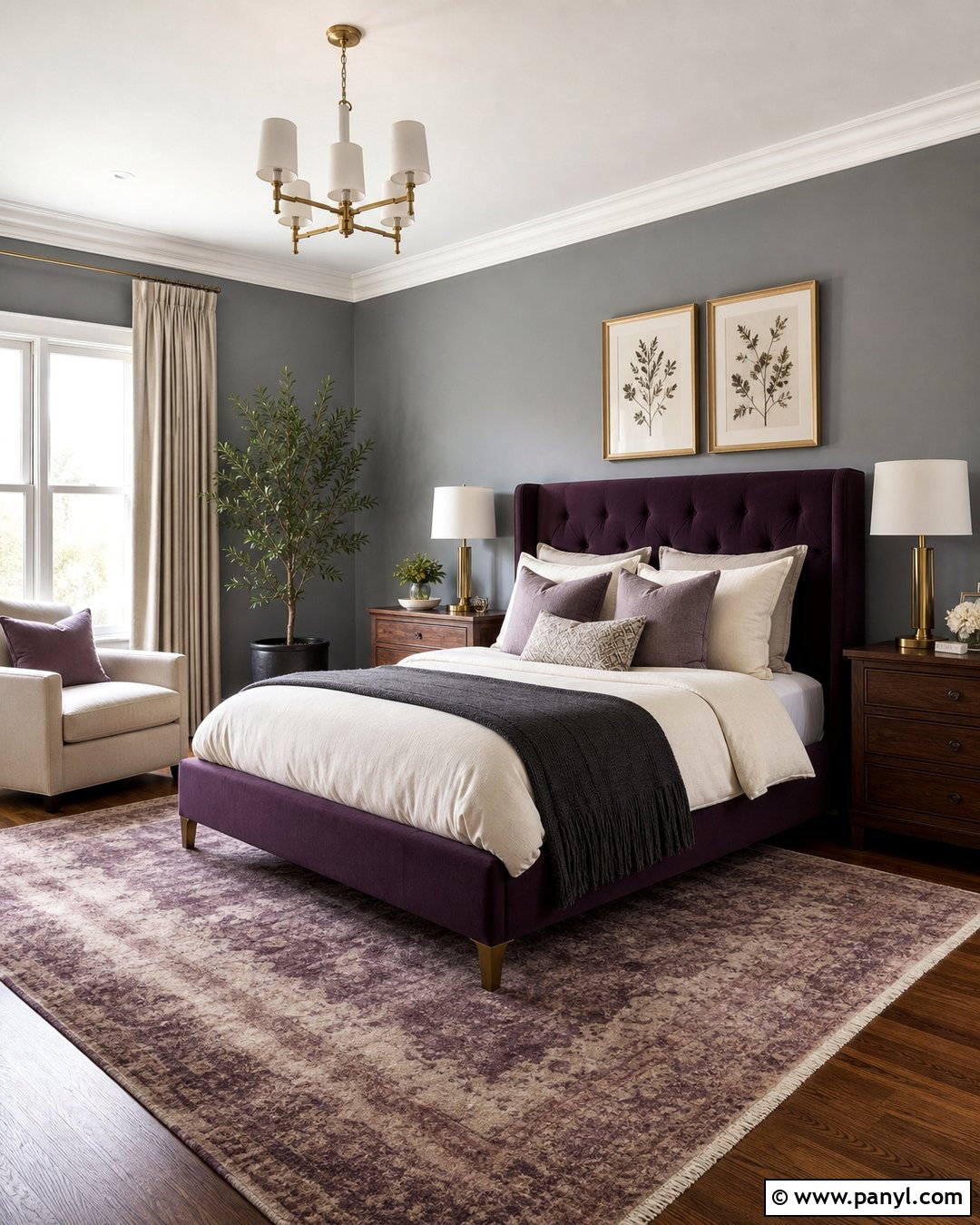 Plum With Gray Walls - 35 Accent Colors With Gray Walls