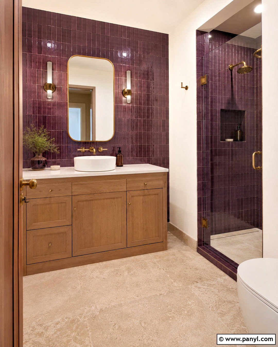 Plum Zellige Tile Bathroom - 20 plum bathroom ideas