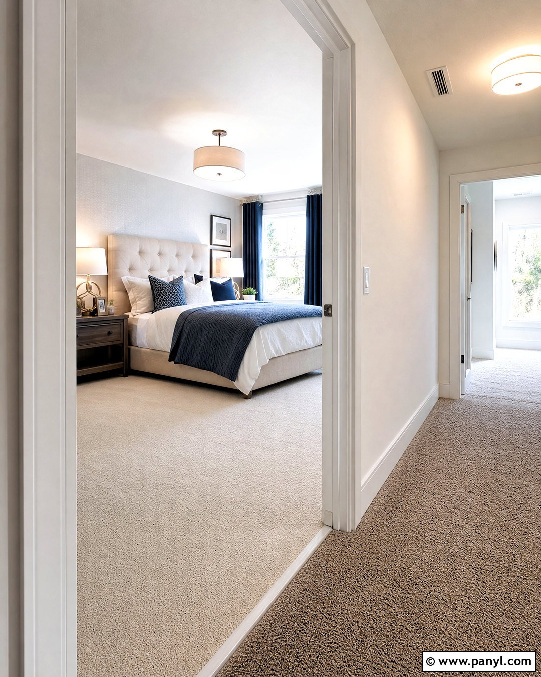 Plush Bedroom Carpet With Coordinated Hallway - 20 upstairs carpet ideas