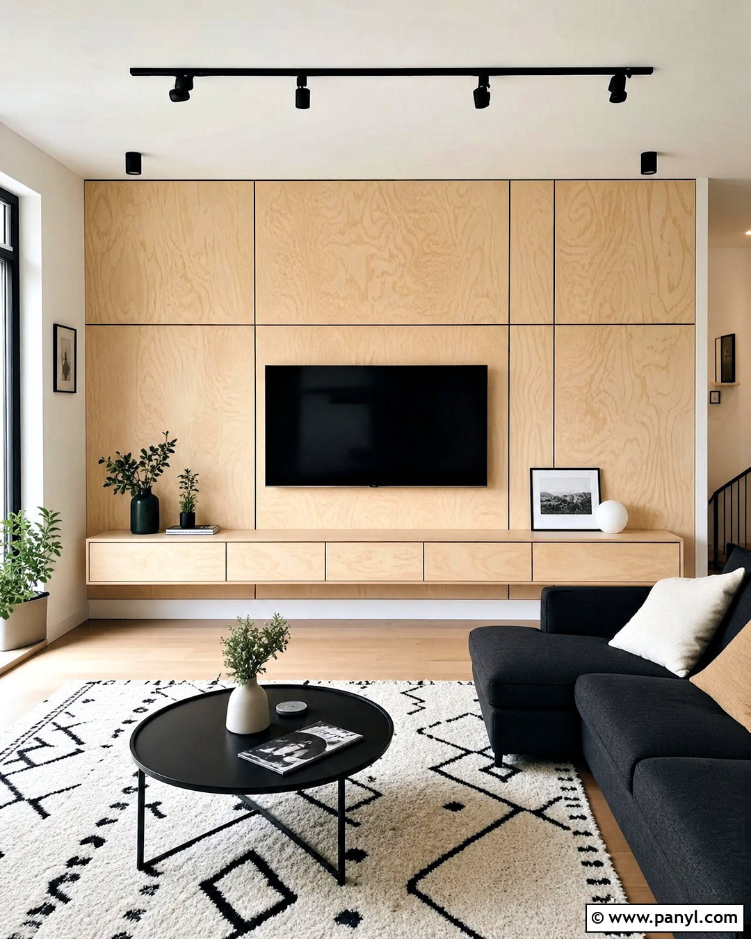 Plywood TV Wall - 20 wood behind tv on wall ideas