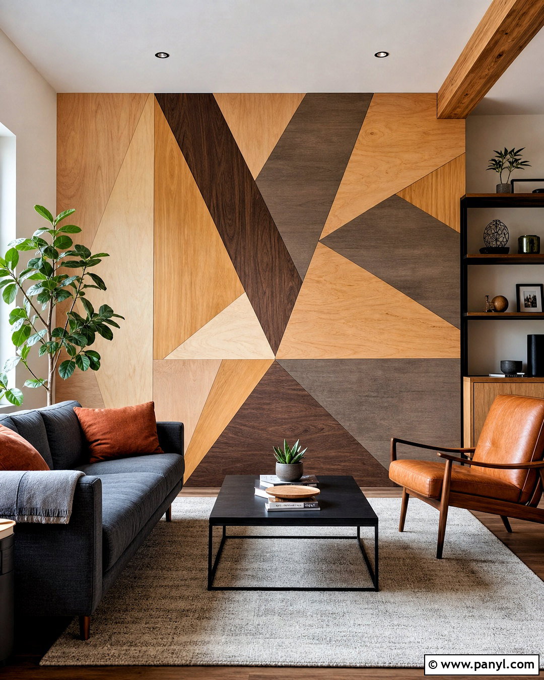 Plywood Triangle Feature Wall - 20 geometric feature wall ideas