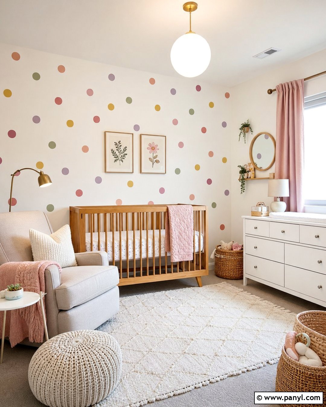 Polka Dot Accent Wall - 25 Baby Girl Accent Wall Ideas