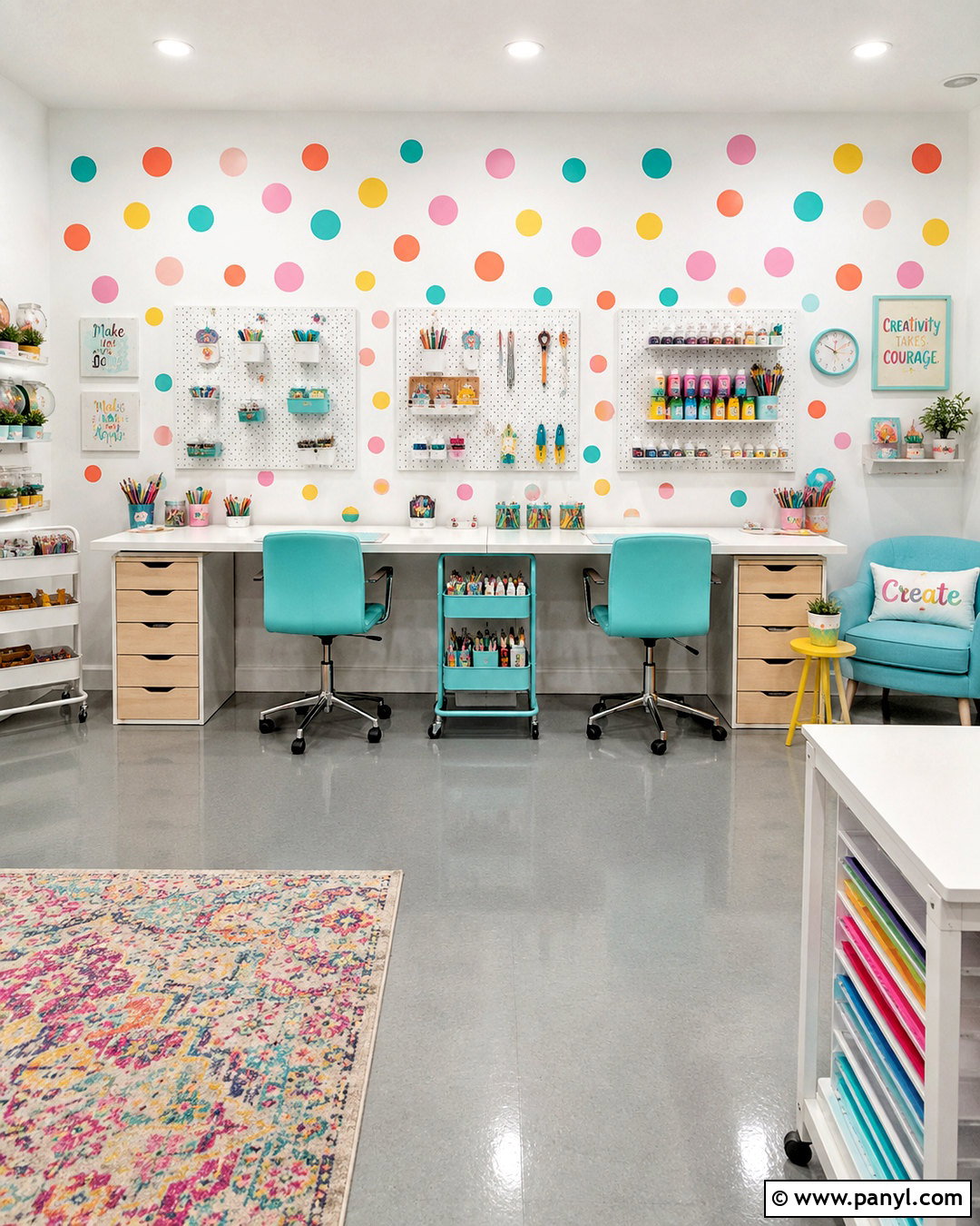 Polka Dot Craft Room Wall - 40 polka dot walls