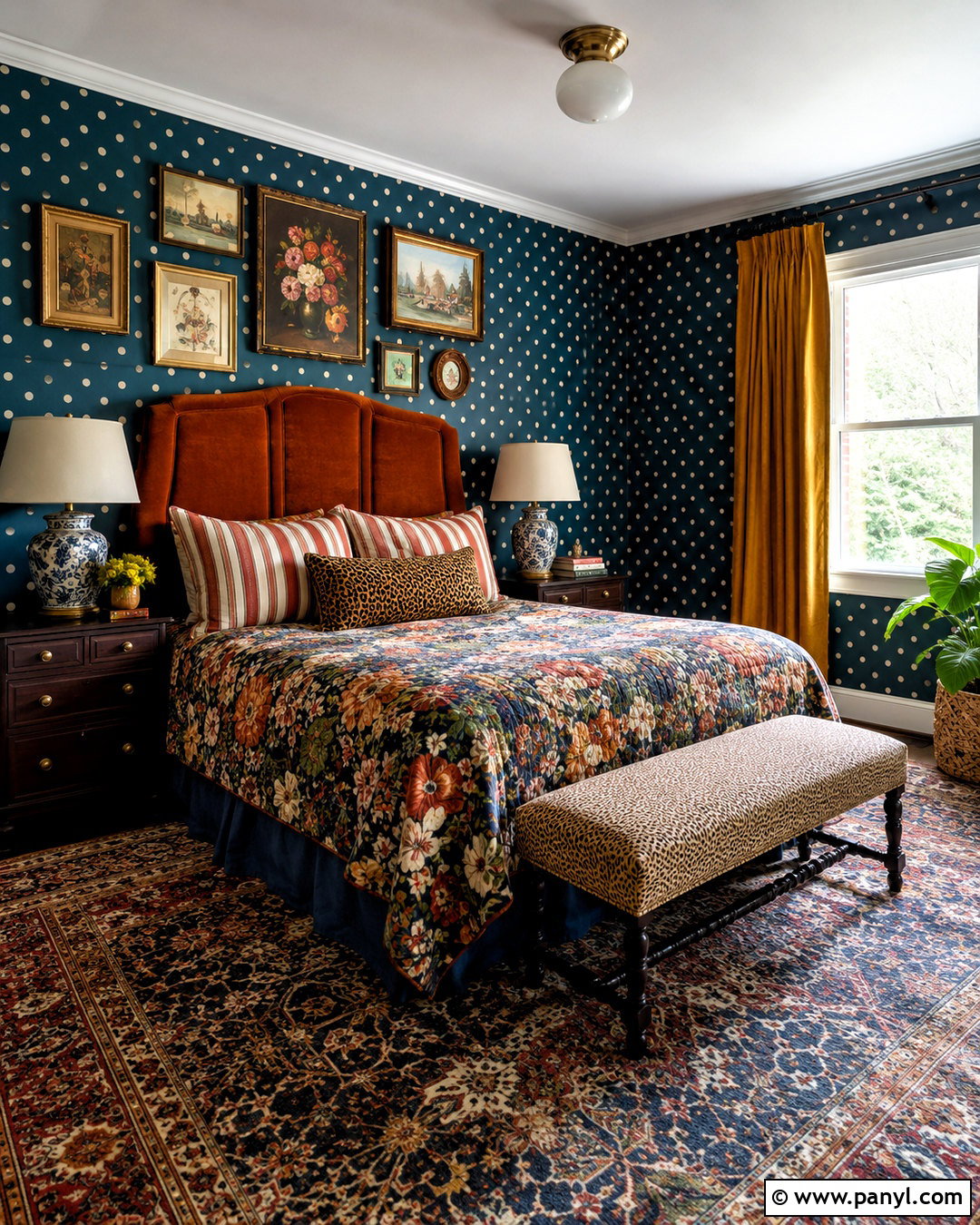 Polka Dot Maximalist Bedroom - 20 polka dot room ideas