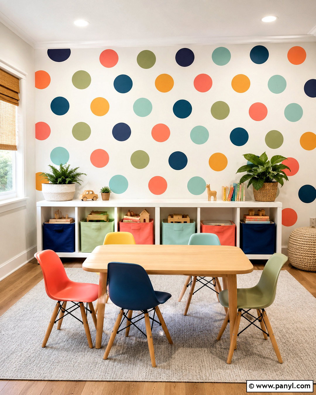 Polka Dot Playroom Accent Wall - 20 playroom accent wall ideas