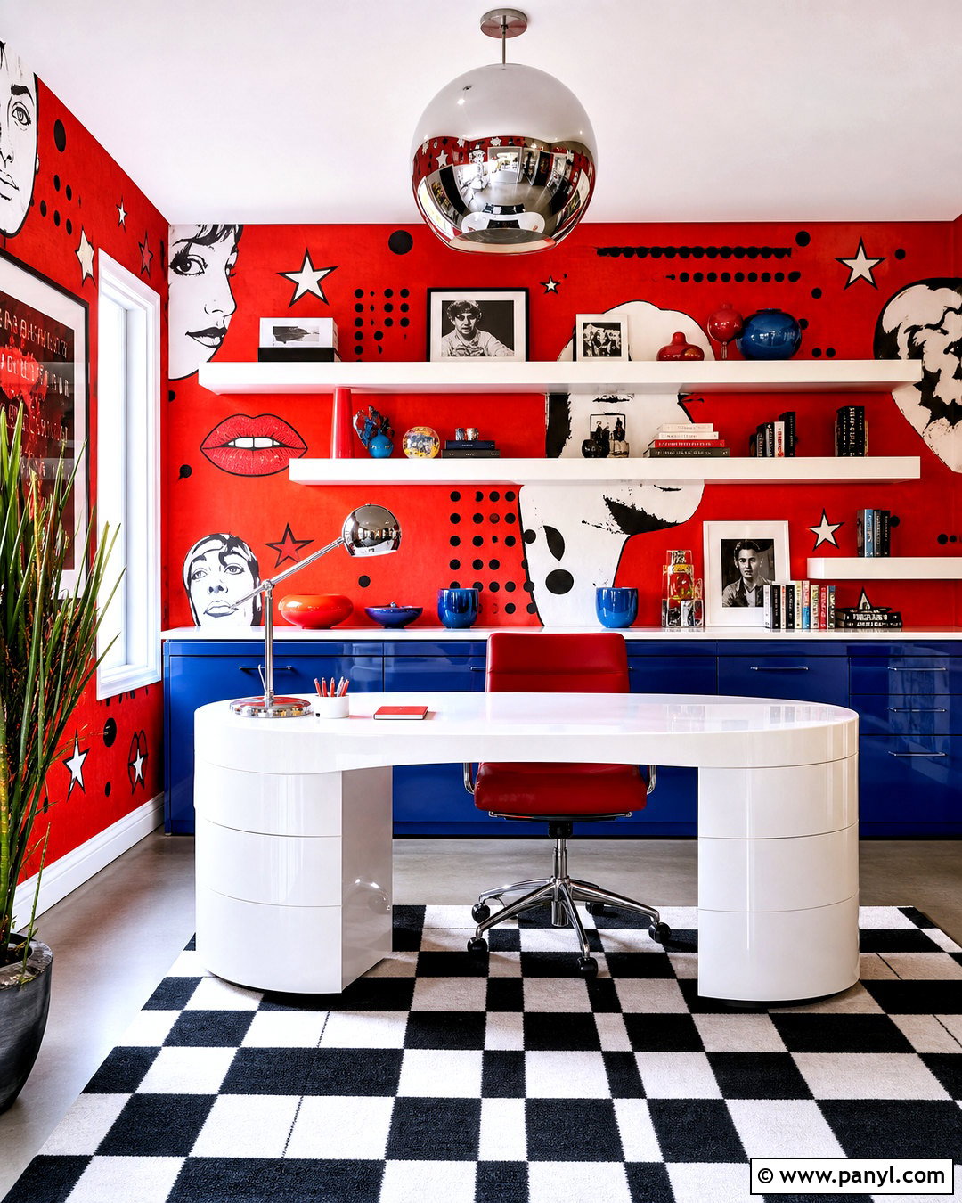 Pop Art Red Wallpaper Home Office - 20 funky red wallpaper ideas
