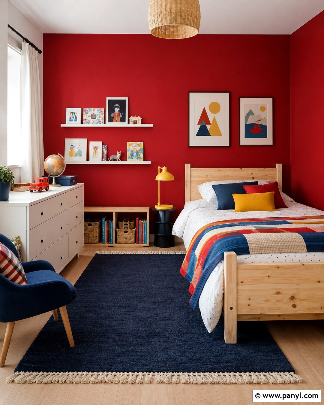 Poppy Red Kids Bedroom Wall - 20 Vibrant Red Wall Color Ideas