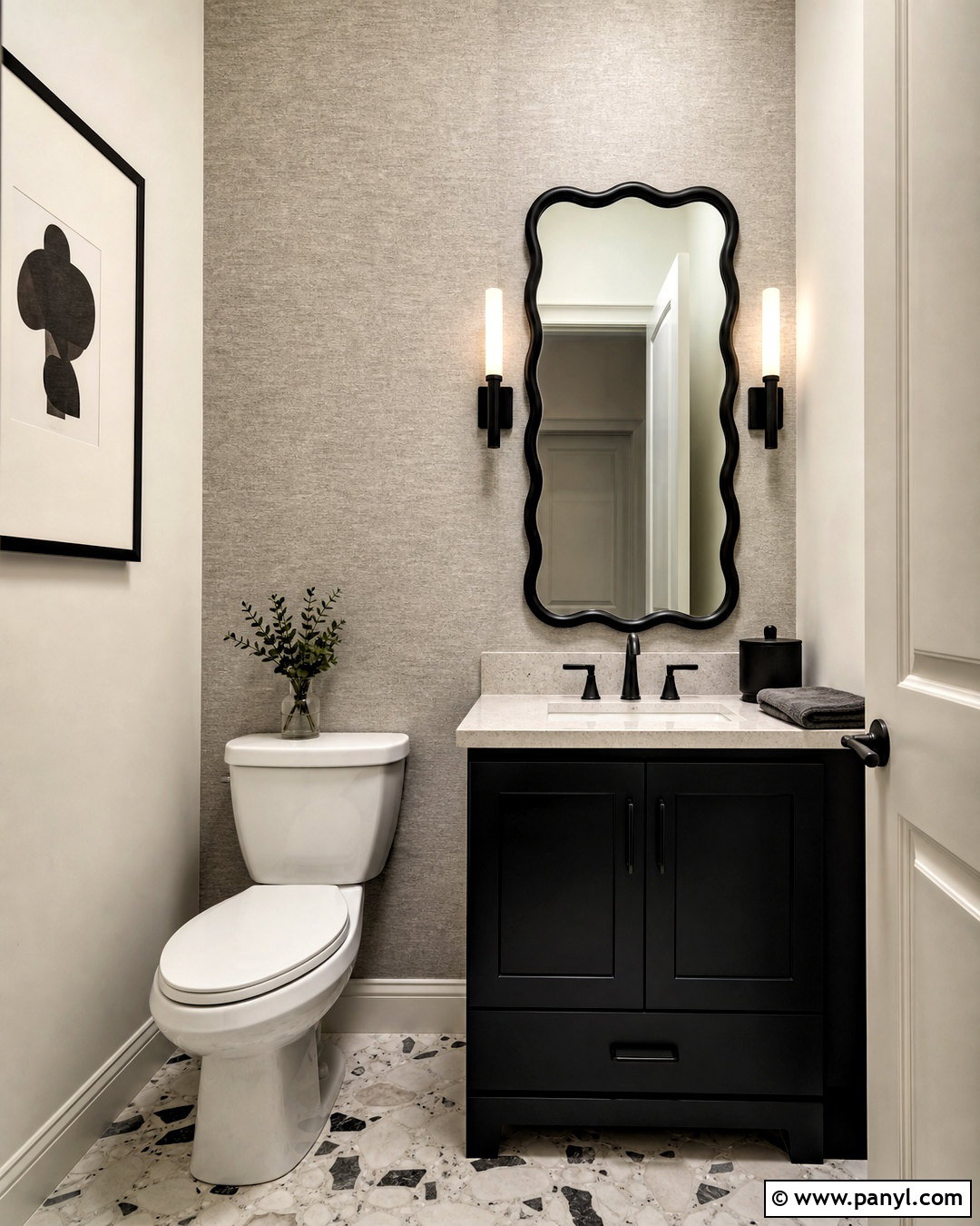 Powder Bathroom With Black Accents - 20 bathroom with black accents