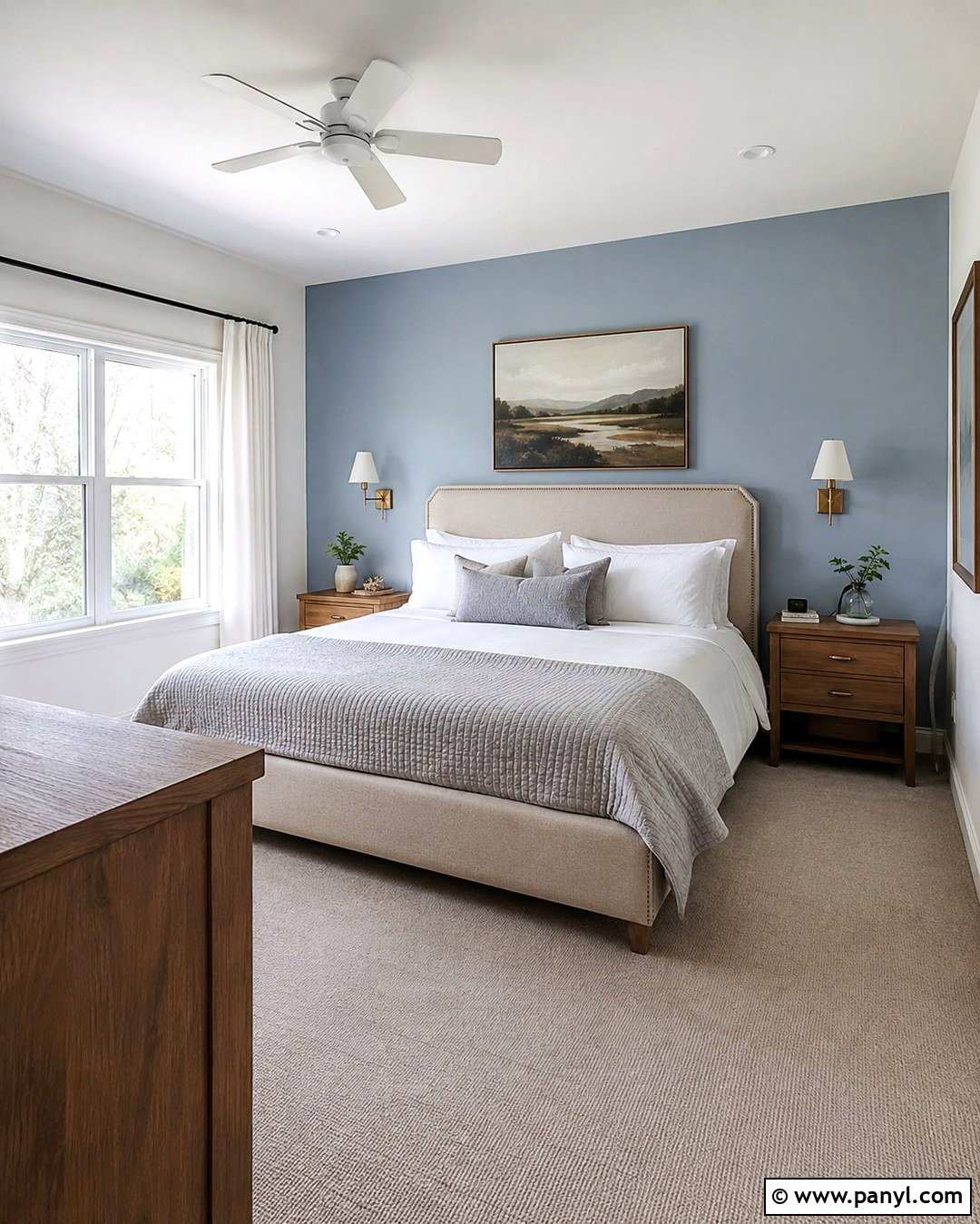 Powder Blue Accent Wall Behind Bed - 20 Powder Blue Accent Wall Ideas