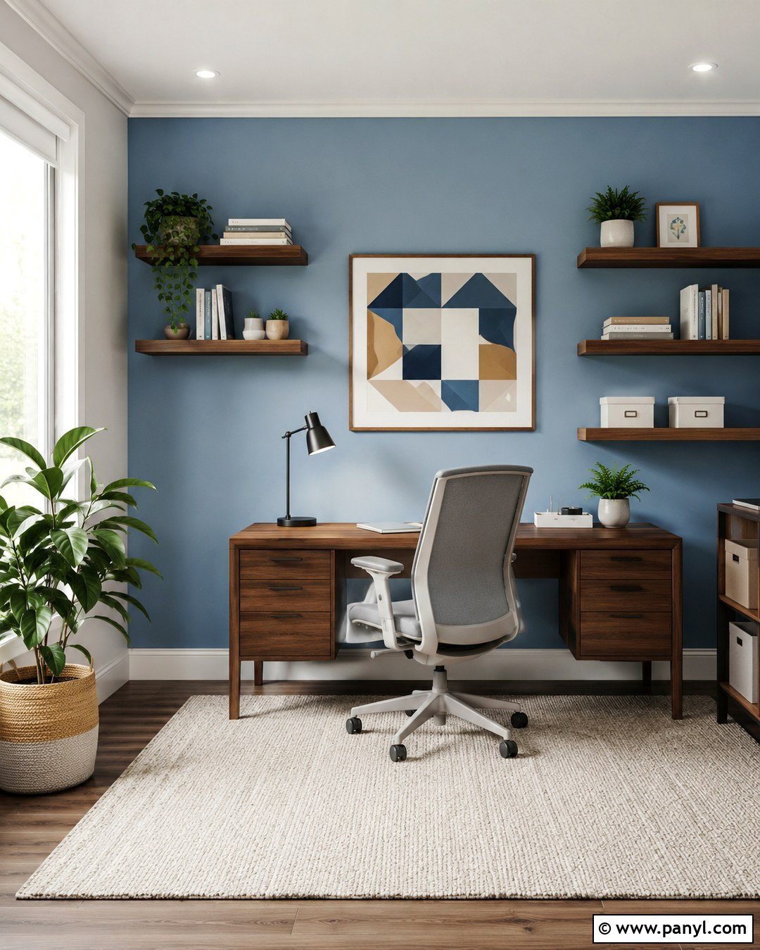 Powder Blue Accent Wall Home Office - 20 Powder Blue Accent Wall Ideas