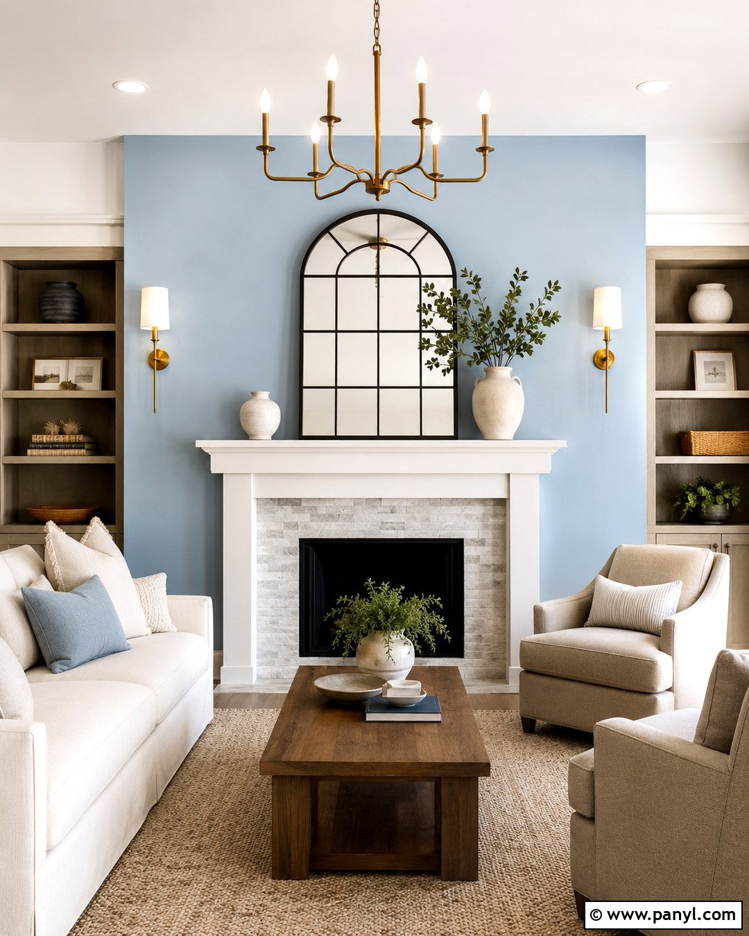 Powder Blue Accent Wall With Fireplace - 20 Powder Blue Accent Wall Ideas