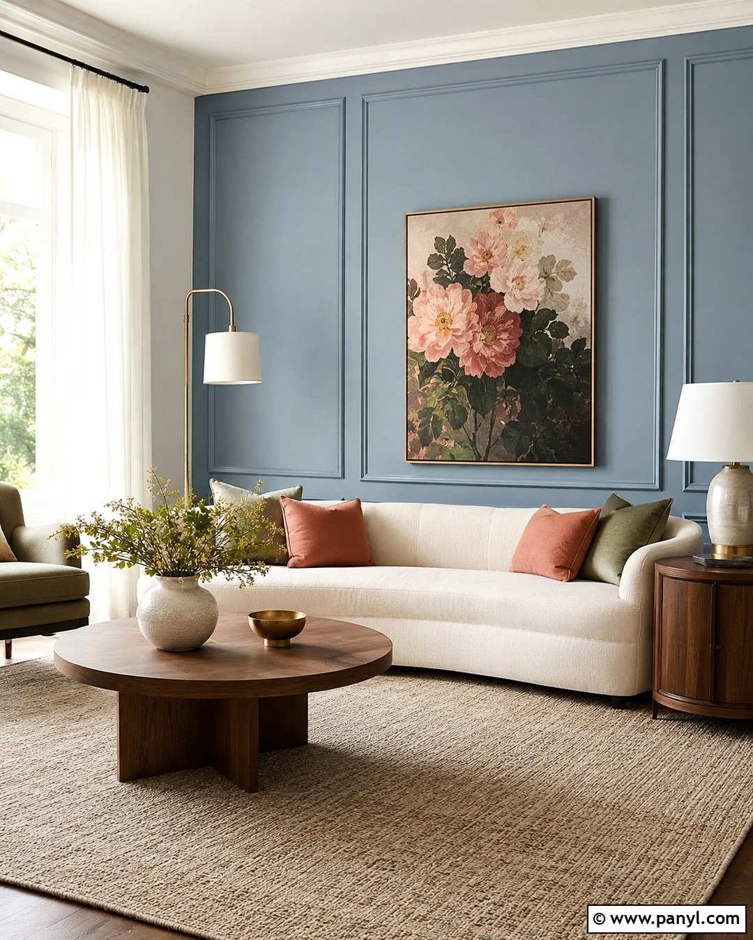 Powder Blue Accent Wall With Picture Molding - 20 Powder Blue Accent Wall Ideas