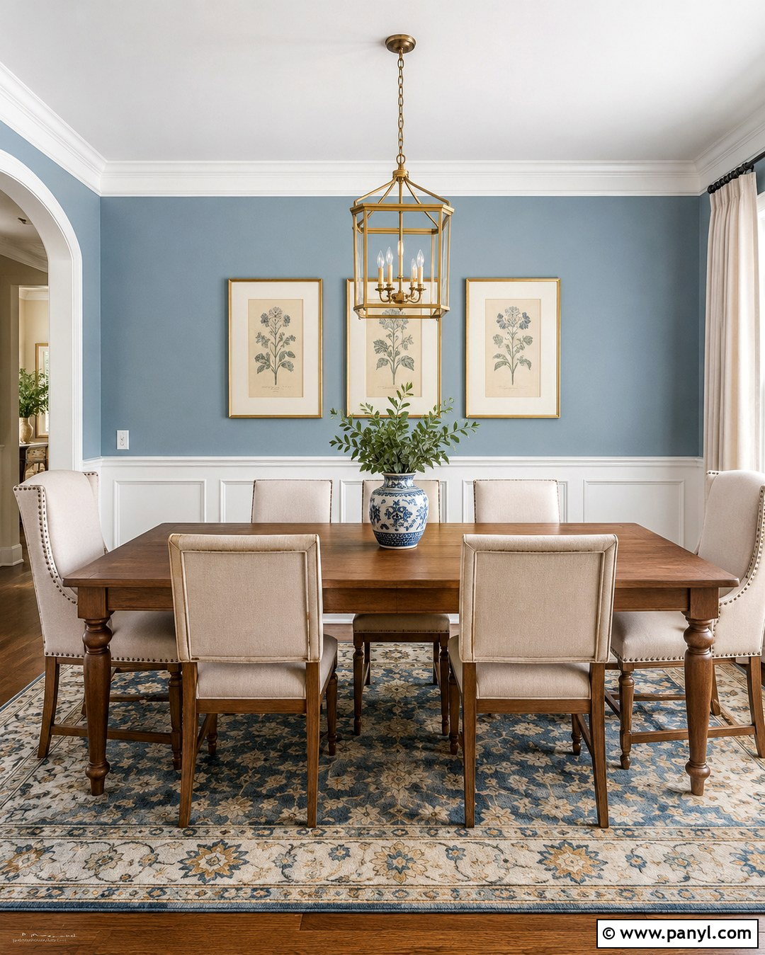Powder Blue Accent Wall With White Wainscoting - 20 Powder Blue Accent Wall Ideas