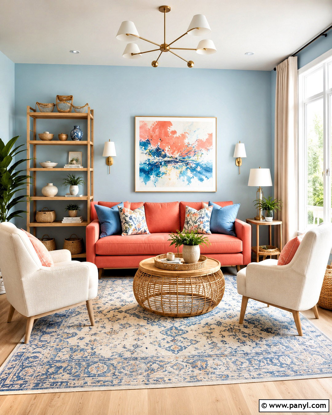 Powder Blue And Coral Living Room - 20 living room color combinations ideas