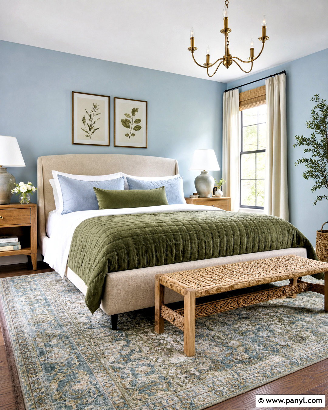 Powder Blue And Olive Green Bedroom - 20 green and blue decor ideas