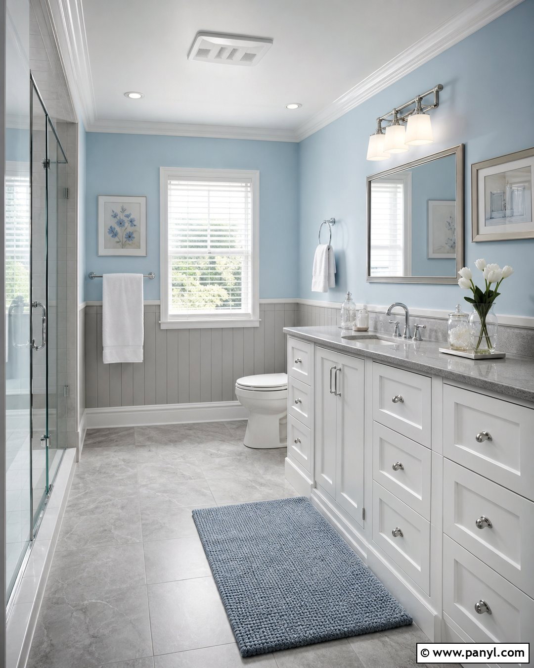 Powder Blue And Soft Gray Bathroom - 20 Aesthetic Bathroom Color Schemes