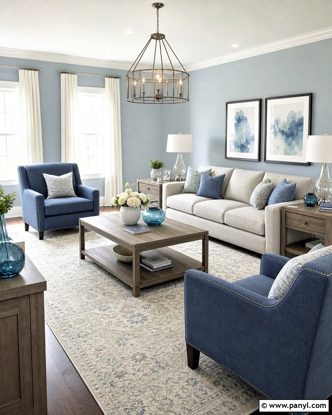 Powder Blue And Soft Gray Drawing Room - 20 drawing room color combination ideas