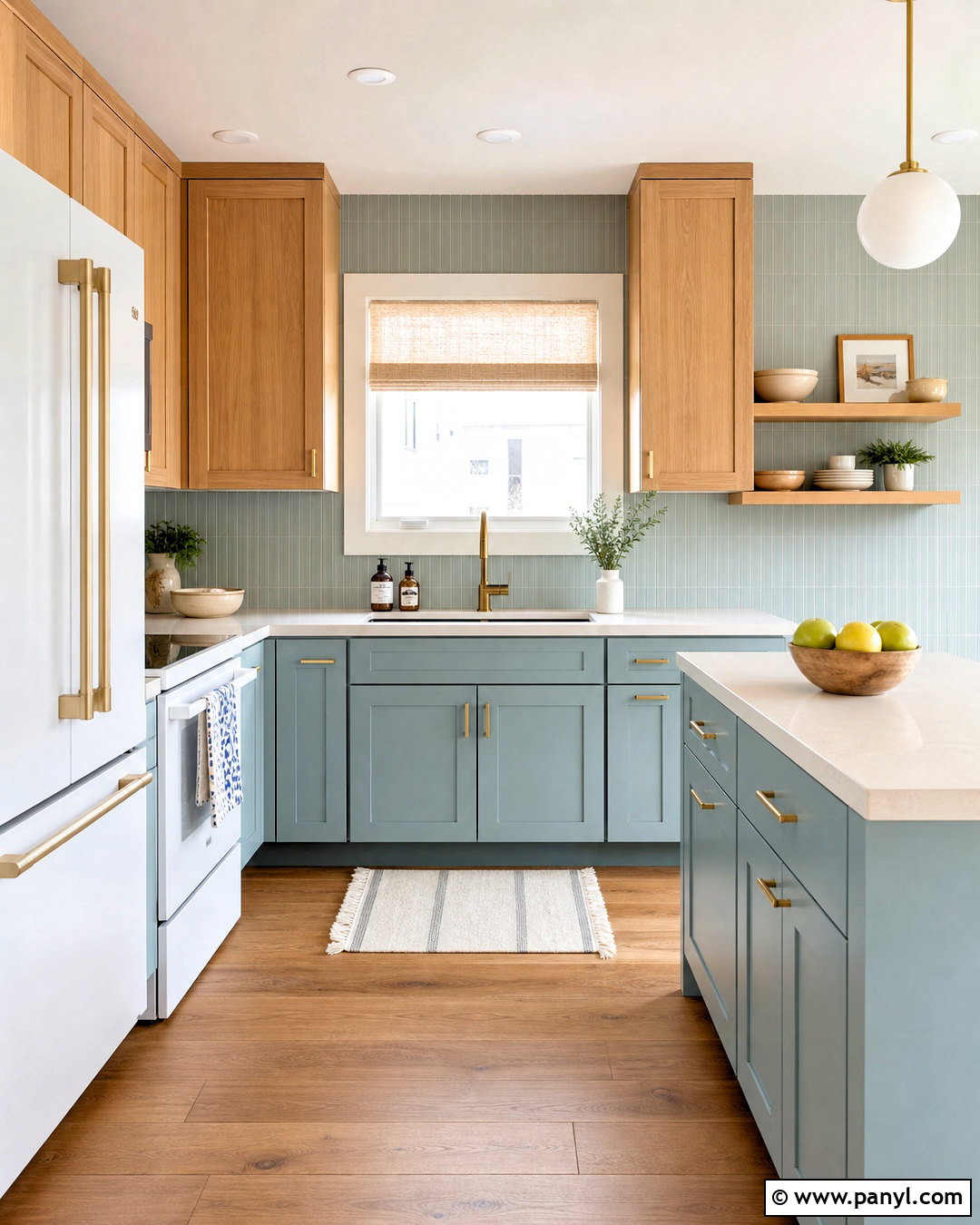 Powder Blue And Wood Small Kitchen - 20 small kitchen color ideas