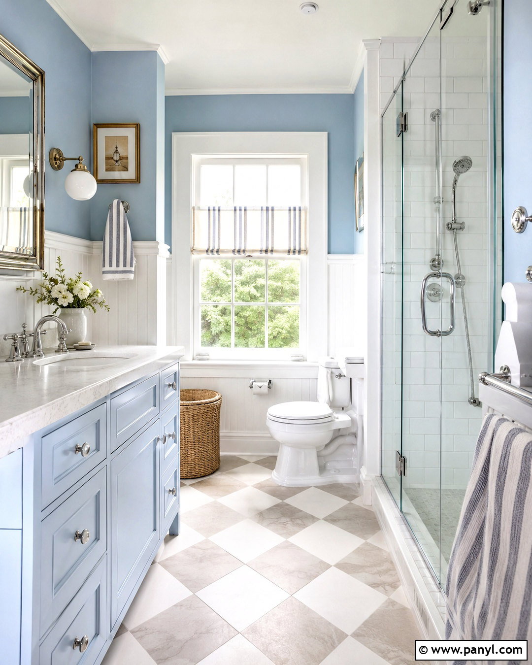 Powder Blue Bathroom With Checkerboard Floor - 20 powder blue bathroom ideas