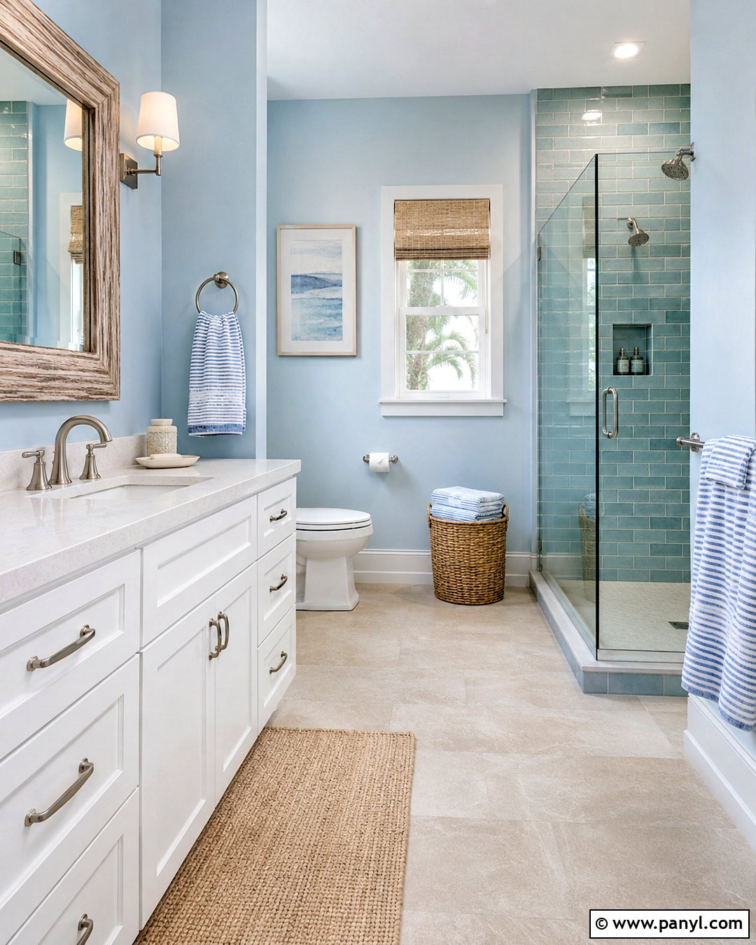 Powder Blue Bathroom With Coastal Decor - 20 powder blue bathroom ideas