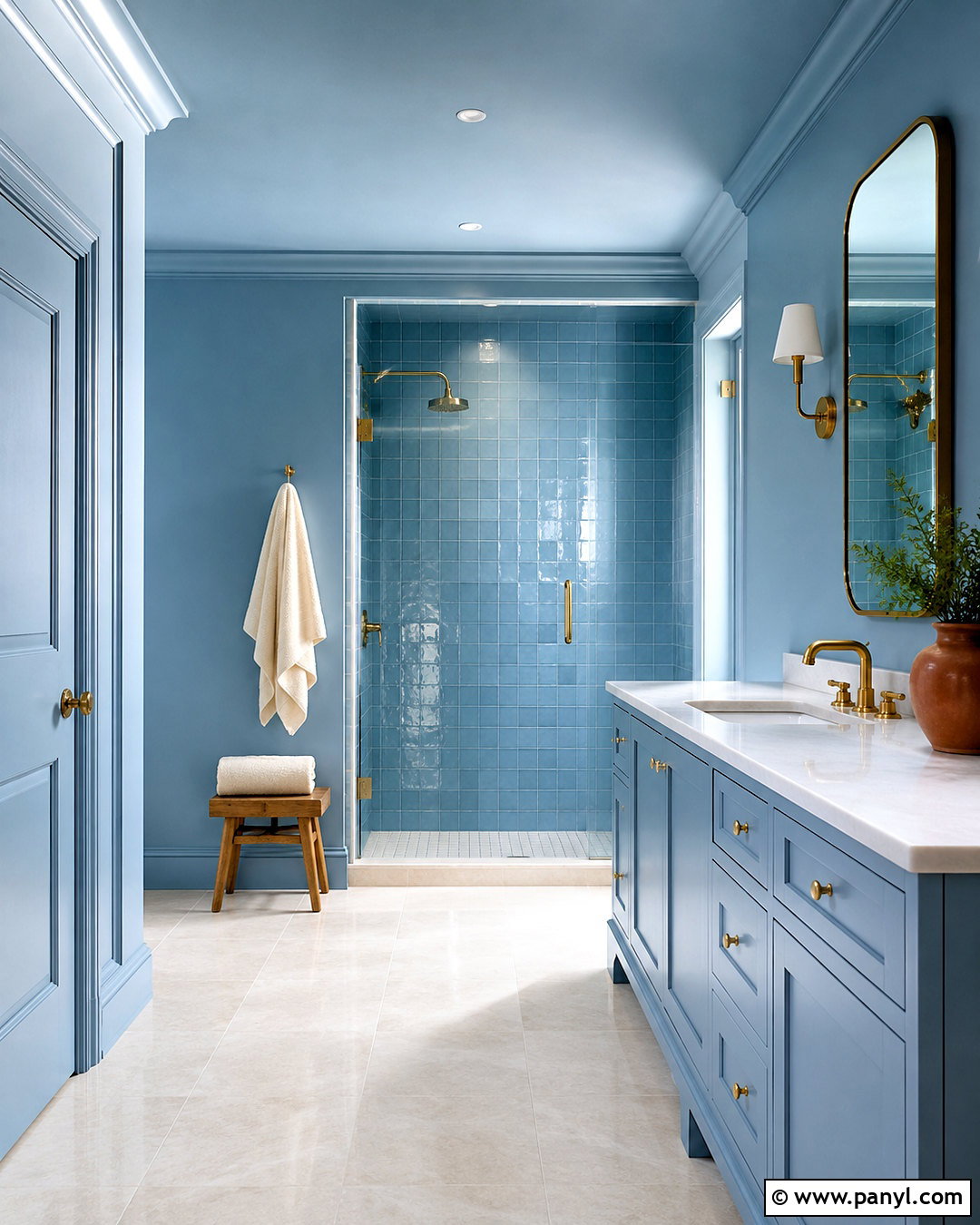 Powder Blue Bathroom With Color Drenching - 20 powder blue bathroom ideas