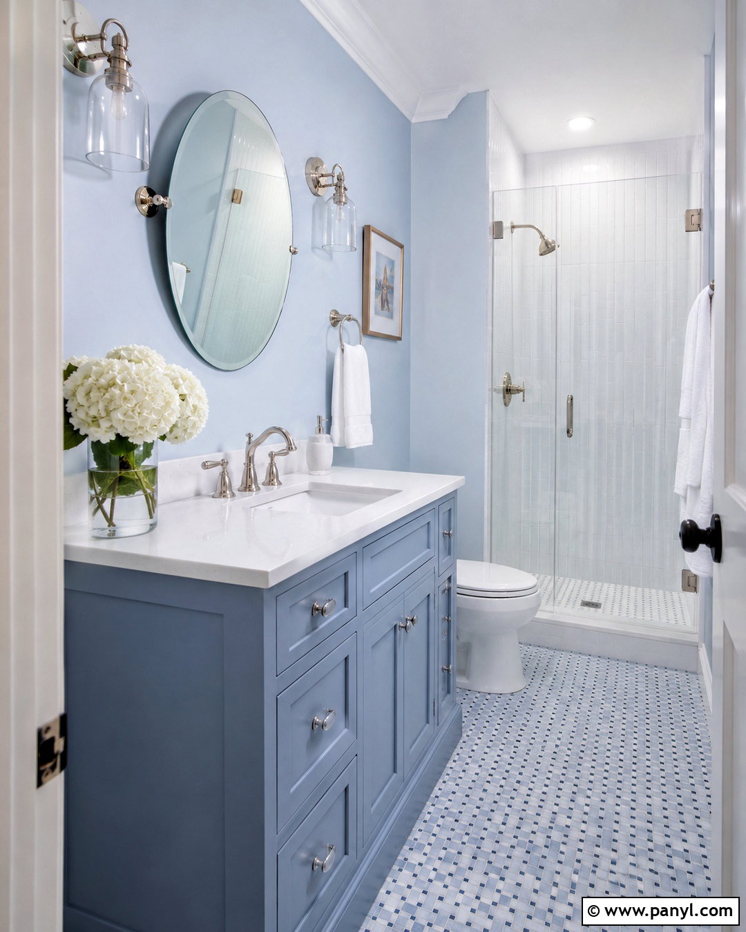 Powder Blue Bathroom With Matching Blue Vanity - 20 powder blue bathroom ideas