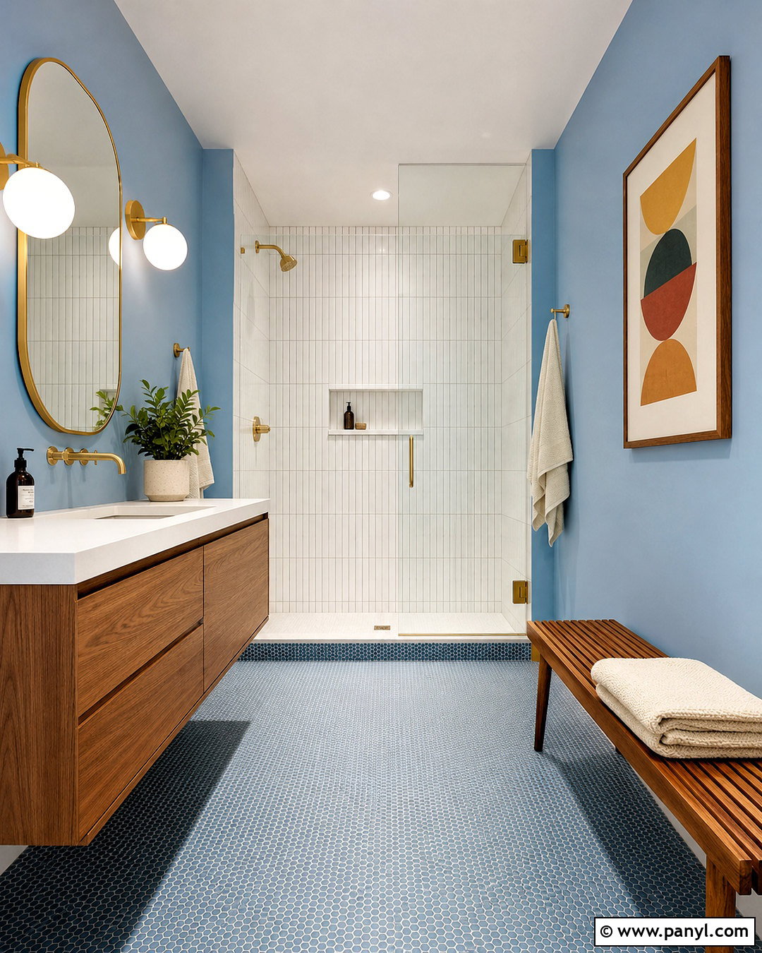 Powder Blue Bathroom With Midcentury Finishes - 20 powder blue bathroom ideas