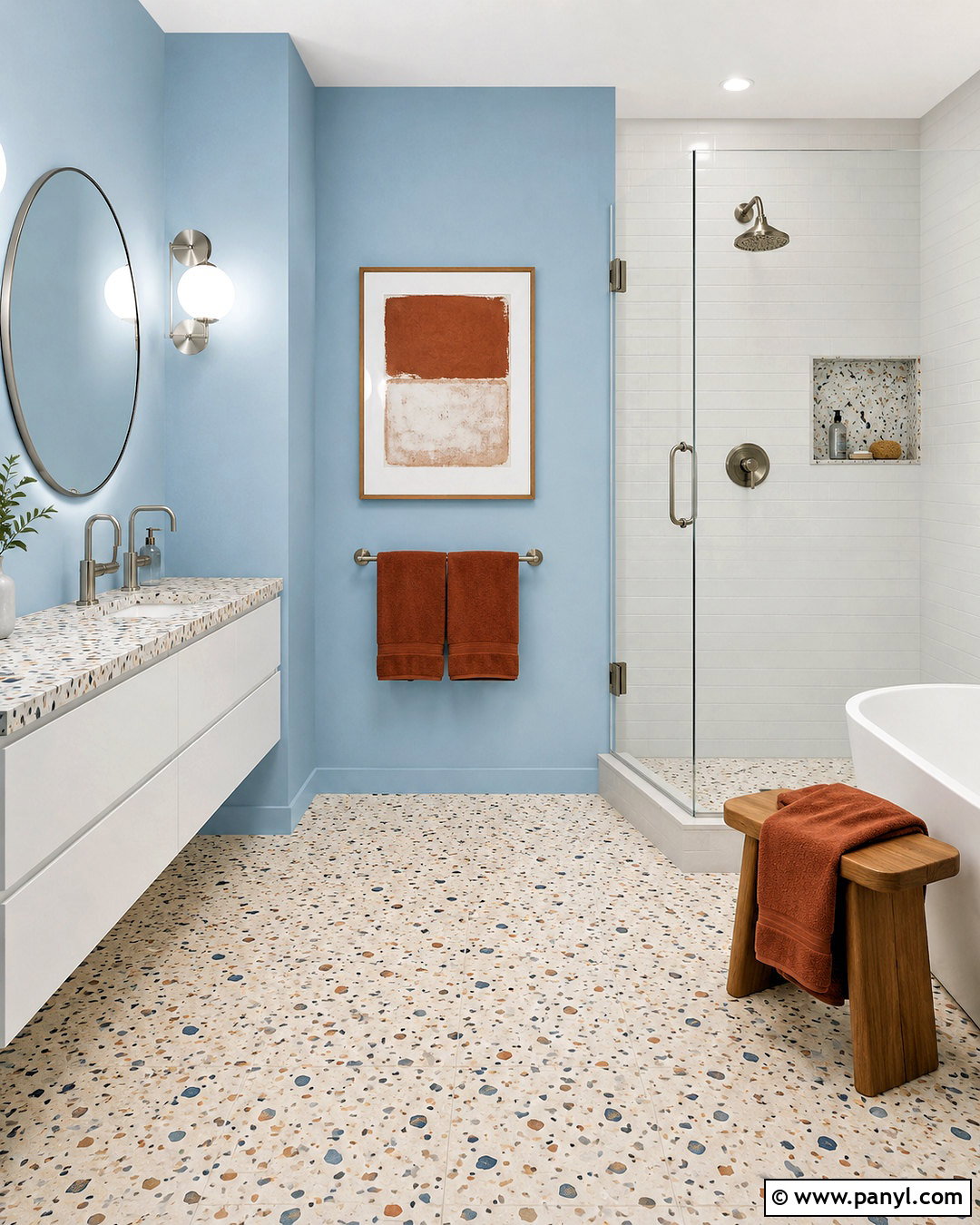 Powder Blue Bathroom With Terrazzo - 20 powder blue bathroom ideas