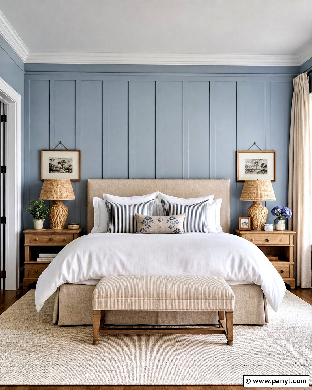 Powder Blue Bedroom With Board And Batten - 20 powder blue bedroom ideas