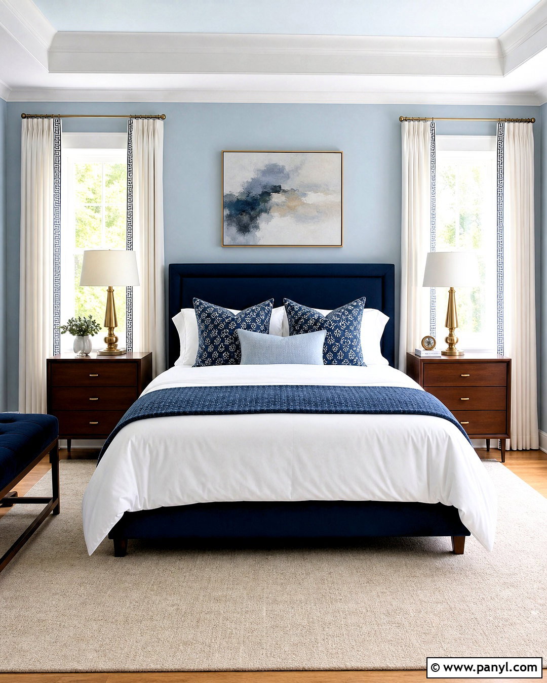 Powder Blue Bedroom With Navy Accents - 20 powder blue bedroom ideas