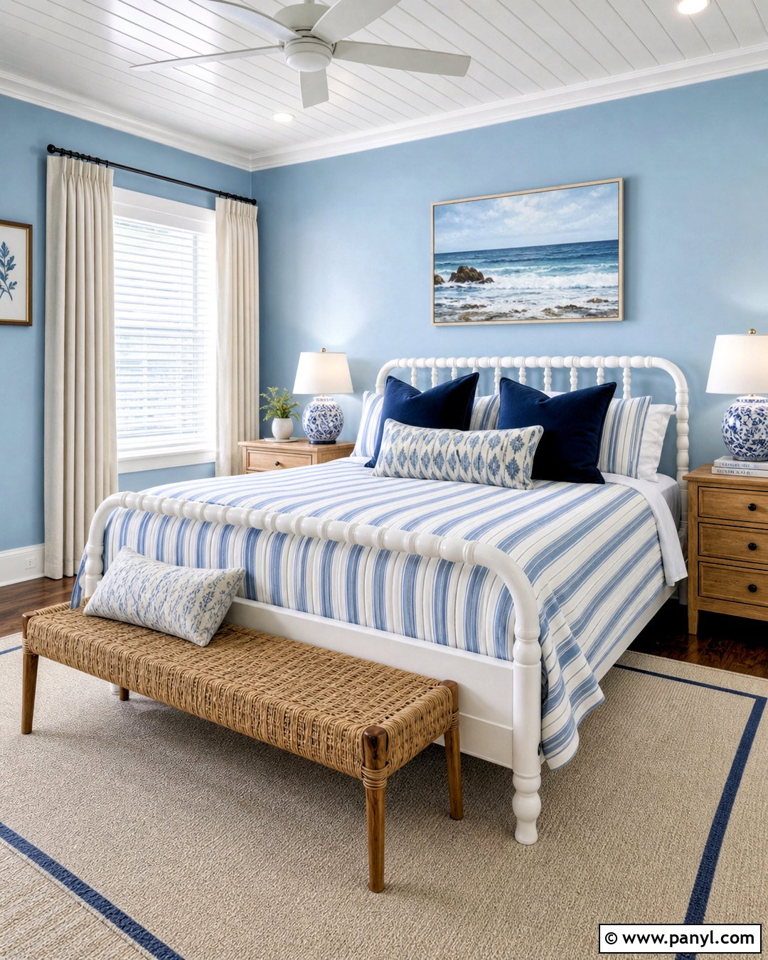 Powder Blue Bedroom With Striped Bedding - 20 powder blue bedroom ideas