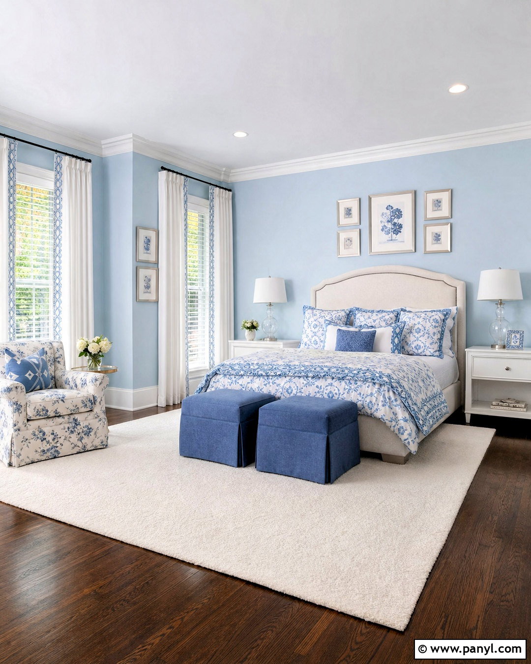 Powder Blue Bedroom With White Trim - 20 bedroom ideas blue walls