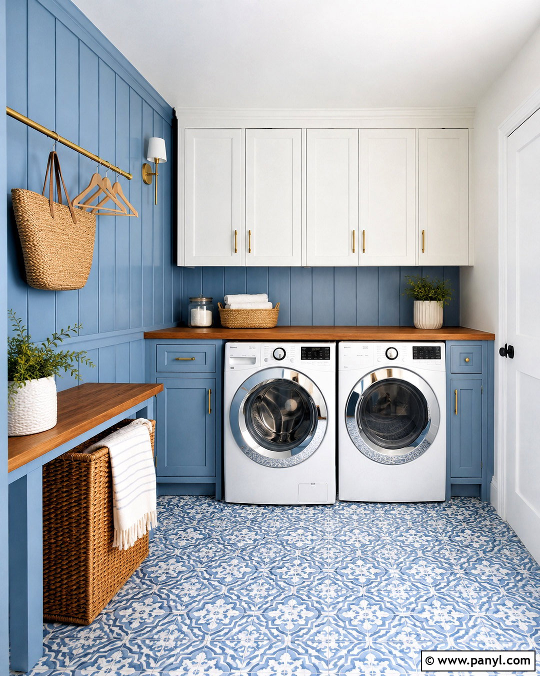 Powder Blue Board and Batten Laundry Room - 20 blue board and batten wall ideas