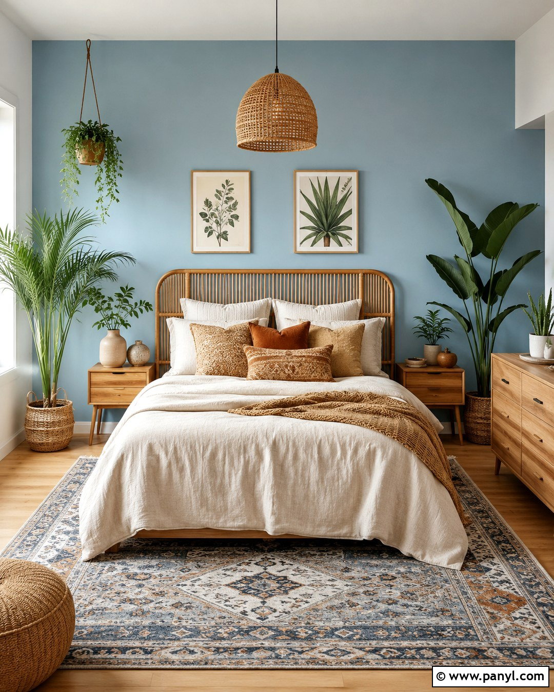 Powder Blue Boho Accent Wall - 20 Powder Blue Accent Wall Ideas