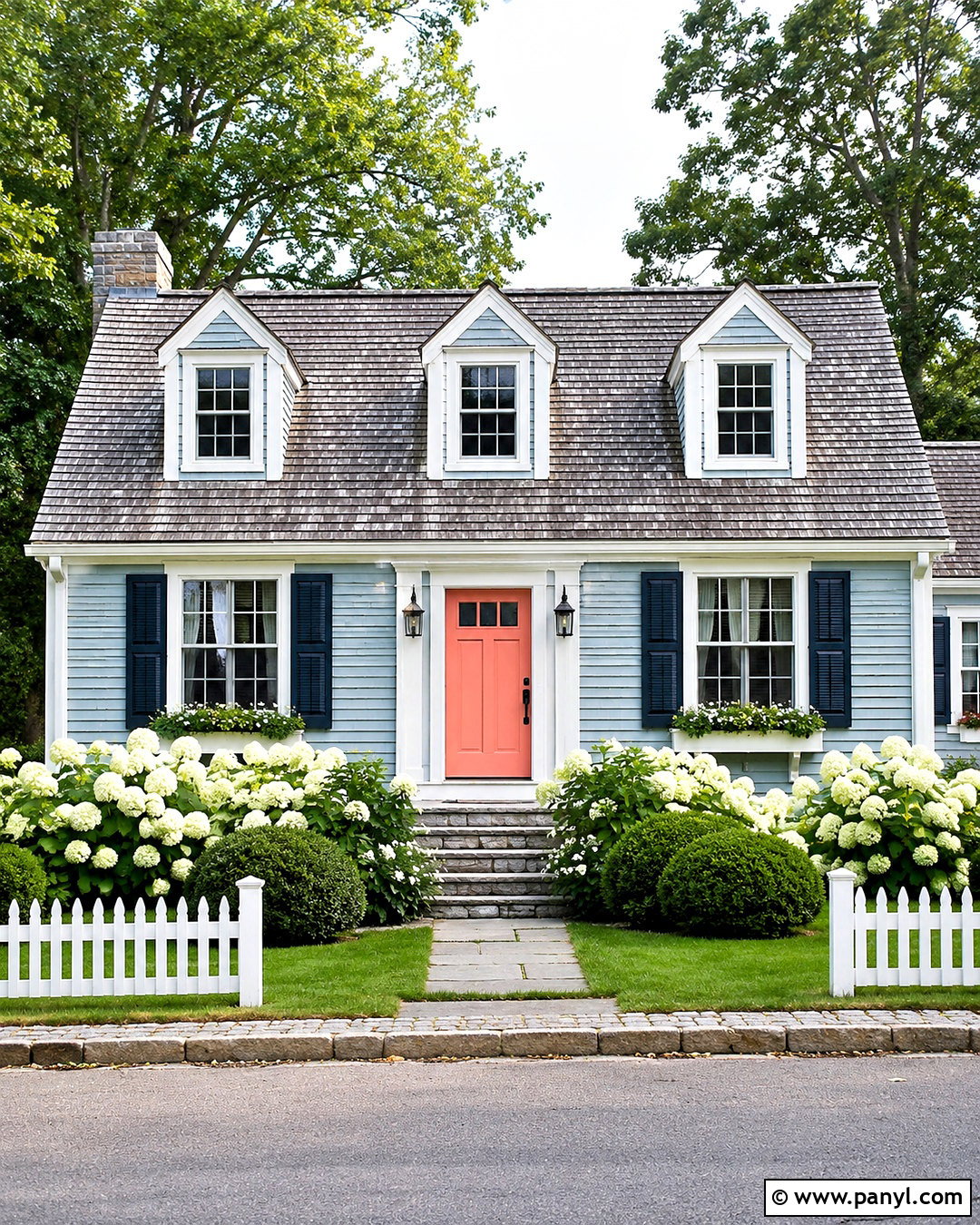 Powder Blue Cape Cod House With White Trim - 20 blue house white trim ideas