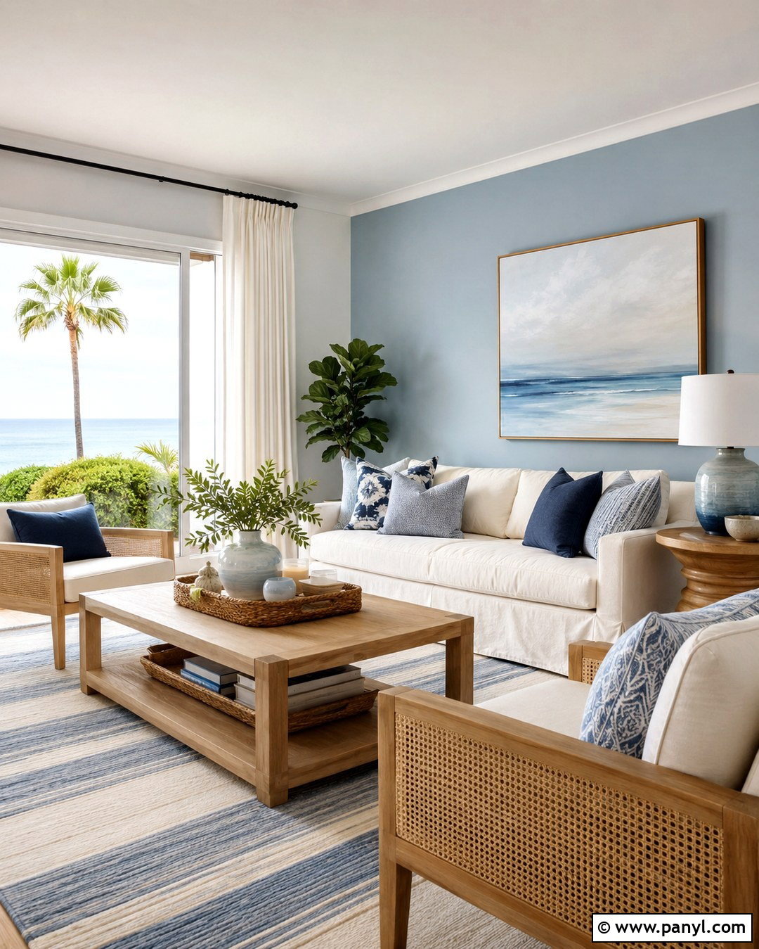 Powder Blue Coastal Accent Wall - 20 Powder Blue Accent Wall Ideas